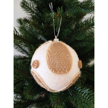 Новорічні кулі білі з декором Ø80мм, ціна за набір 3 шт (SH243)